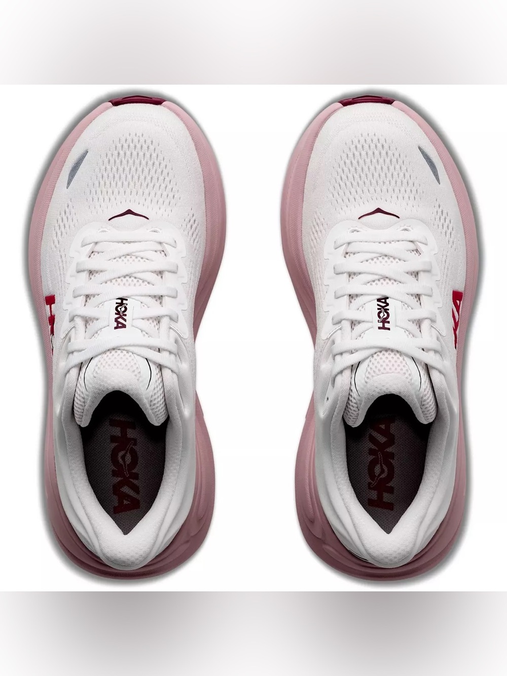 Hoka One One Bondi 9 White & Pink Opal Women’s Running shoes - Picture 4 of 6
